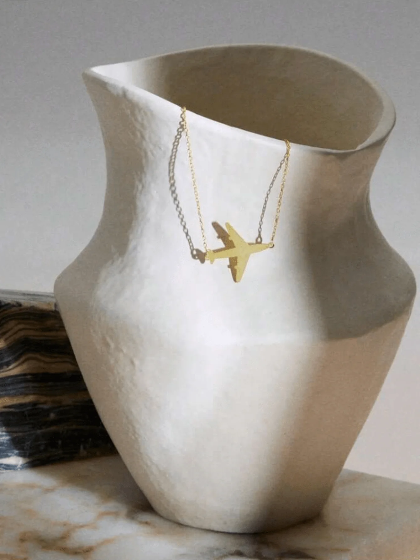 Aviator Glow 18K Gold Plated Airplane Necklace