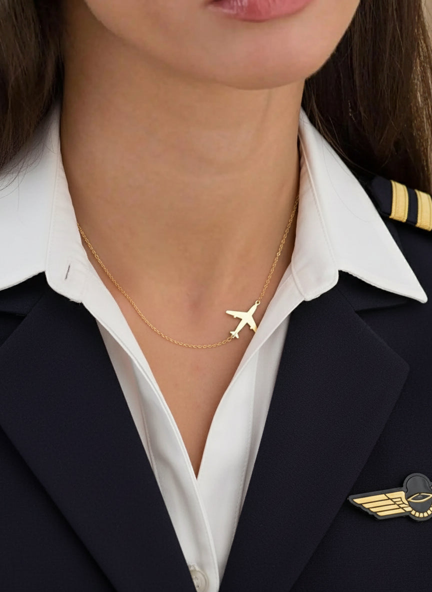 Aviator Glow 18K Gold Plated Airplane Necklace