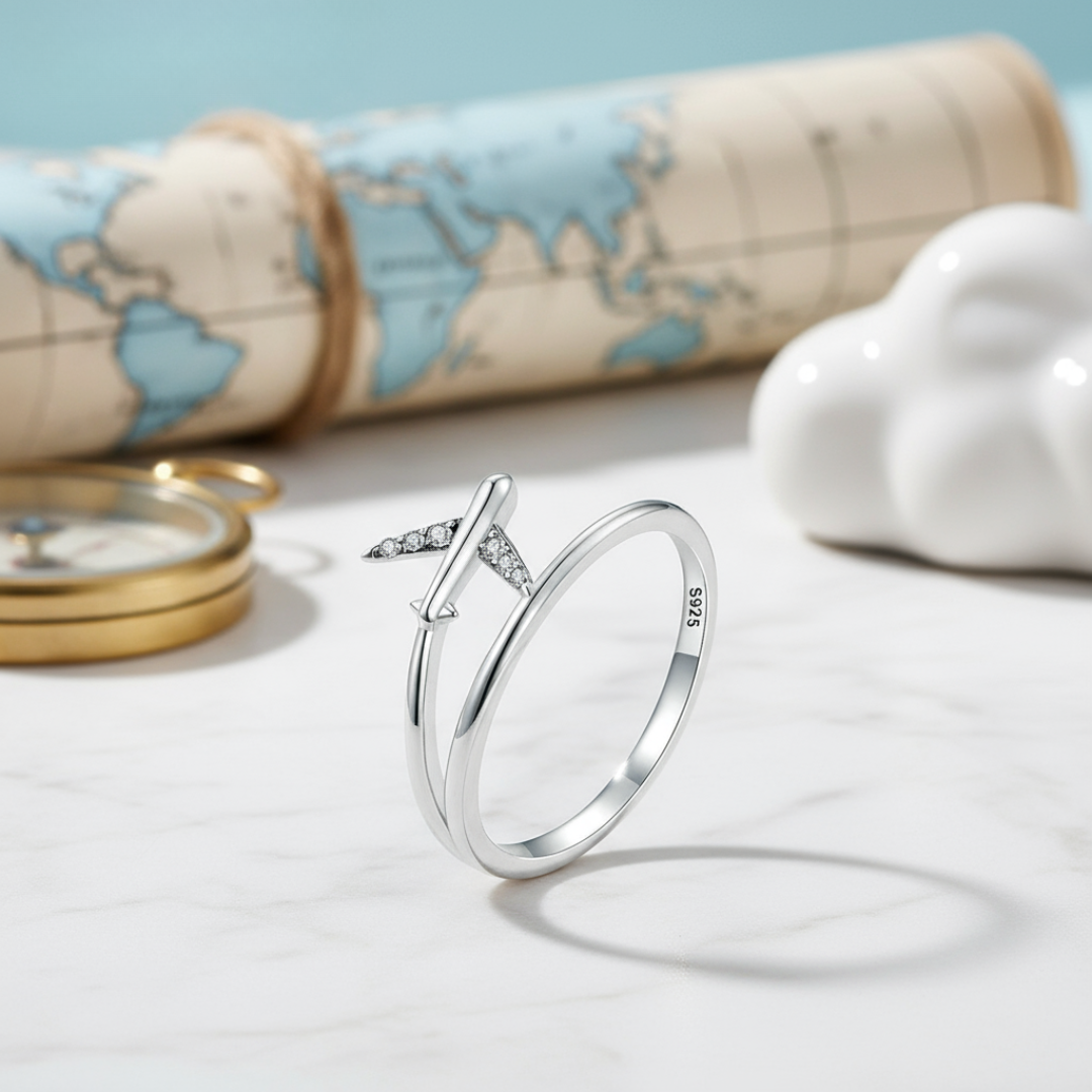 Trendy Sterling Silver Airplane Ring