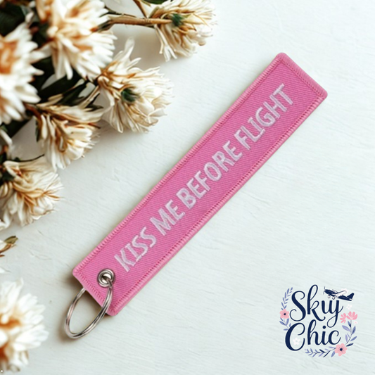 "Kiss Me Before Flight" Remove Before Flight Key Chain
